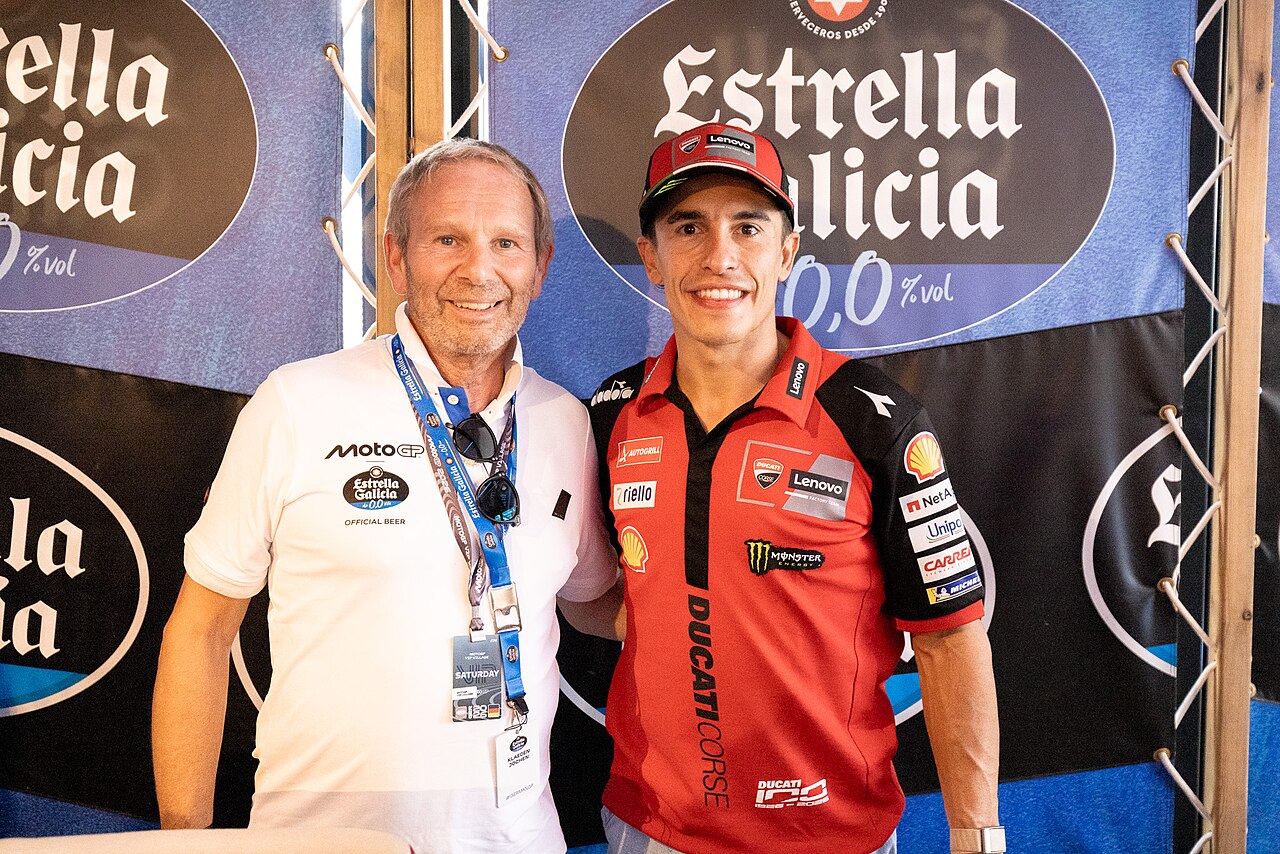 Marc Márquez in the Estrella Galicia stand during the 2026 GermanGP