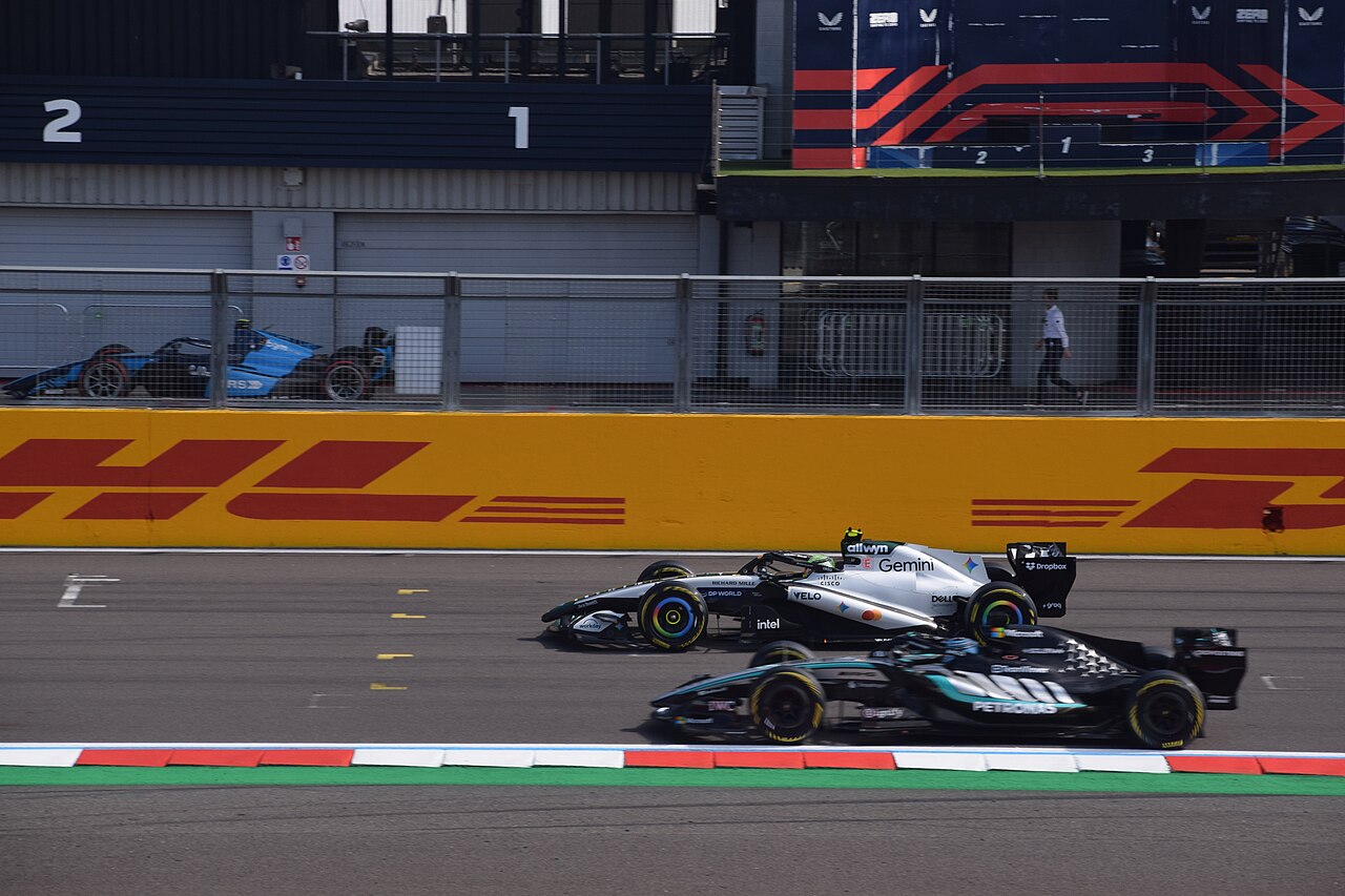 Lando Norris McLaren and George Russell Mercedes