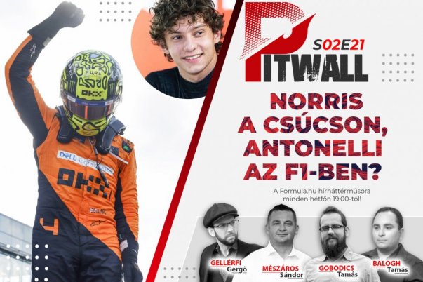 A Pitwall sztori: Norris vezet, Antonelli az F1-ben? – Új fejlemények a motorsport világában.
