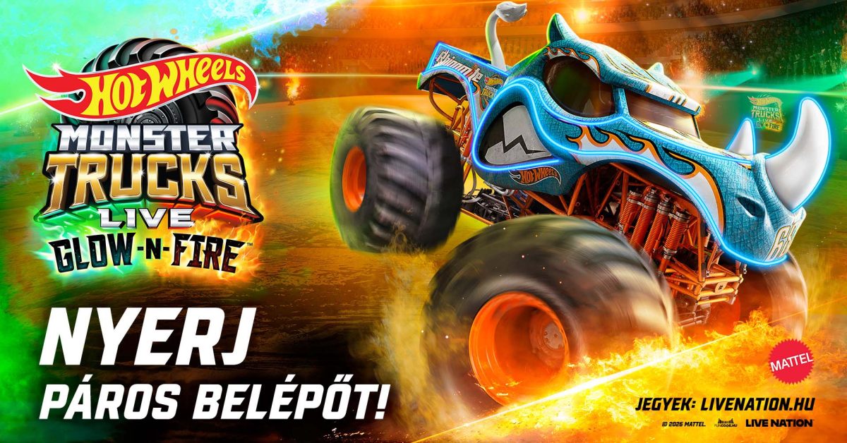 Élvezd a Hot Wheels Monster Trucks Live™ Glow-N-Fire show-t egy ingyenes páros belépővel!